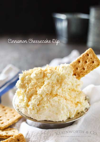Cinnamon Cheesecake Dip is a great no-bake dessert dip recipe that is ready in less than 5 minutes. Just another great recipe using creamer & pudding mix to add to your parties or just a light after dinner treat.