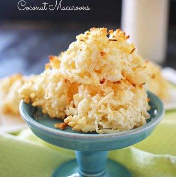 Coconut Macaroons are the perfect spring treat. A twist on the classic macaroon recipe, this one is made without eggs, which makes them thick & chewy. Everything I love about a good macaroon for sure. These are definitely a great Easter dessert for all you coconut lovers out there.