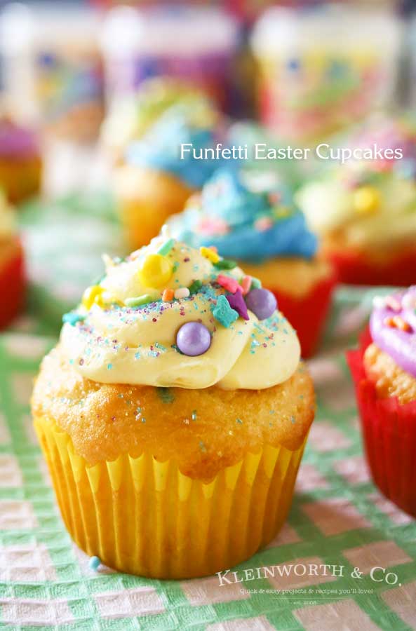 Have fun & get creative with this Easter with Funfetti® Easter Cupcakes. They are an adorable Easter dessert idea that's great for your celebration! Decorating cupcakes is so much more fun than decorating eggs. With vibrant colors & an abundance of sprinkles, we can really bring out the imagination too.