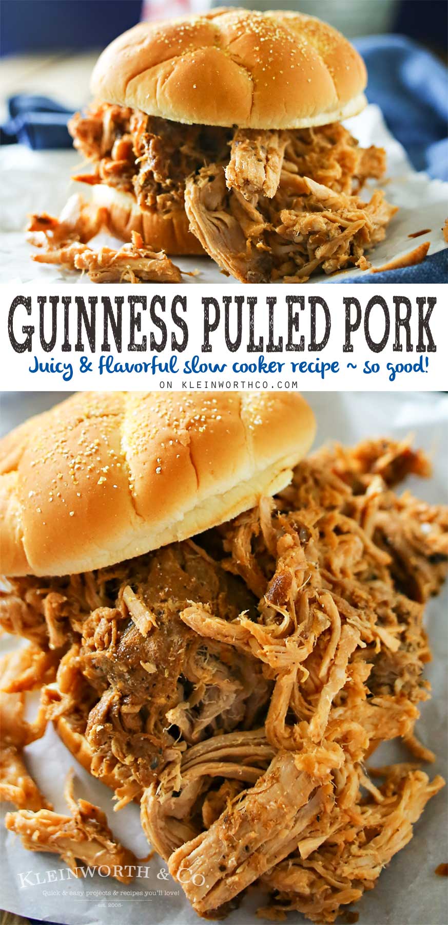 What's better than an easy slow cooker pork recipe? One that adds the deep flavor of Guinness for a Guinness Pulled Pork. A delicious easy family dinner that is perfect for this time of year right before St. Patrick's Day. But really, it's great all year long. I think this may be my new "go-to" pulled pork recipe! Oh & the sauce - It's AMAZING!