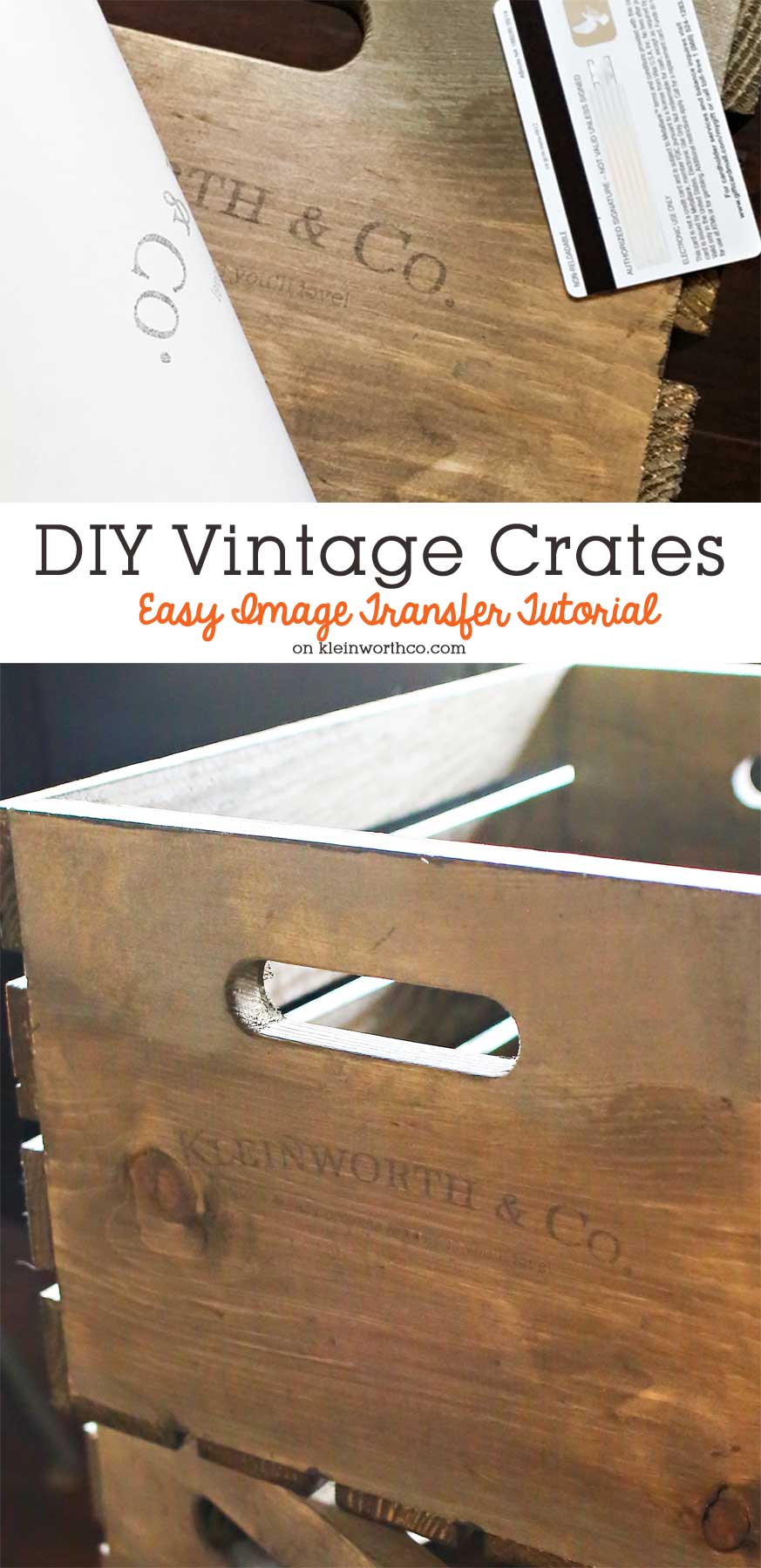 Anything with a vintage feel is so popular right now. If you go with modern farmhouse decor, that's even better with popular shows like Fixer Upper. You can create these DIY Vintage Crates with this Easy Image Transfer Tutorial using wax or freezer paper. It's a simple DIY that easily gives that farmhouse look.
