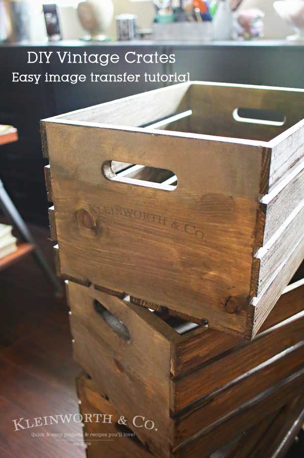 Anything with a vintage feel is so popular right now. If you go with modern farmhouse decor, that's even better with popular shows like Fixer Upper. You can create these DIY Vintage Crates with this Easy Image Transfer Tutorial using wax or freezer paper. It's a simple DIY that easily gives that farmhouse look.