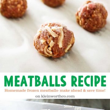 Don't buy pre-packaged meatballs when this homemade Meatballs Recipe is so easy! Make ahead & store in the freezer for future easy family dinners. They take just a couple minutes to make & are a great addition to dinners, game day & more!