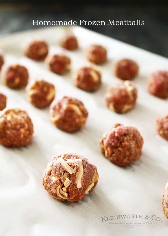 Don't buy pre-packaged meatballs when this homemade Meatballs Recipe is so easy! Make ahead & store in the freezer for future easy family dinners. They take just a couple minutes to make & are a great addition to dinners, game day & more! 