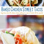 Baked Chicken Street Tacos are an easy family dinner idea. Quick to make using rotisserie chicken smothered in homemade crema & baked in the iron skillet. Seriously SO GOOD we made them twice in one weekend!