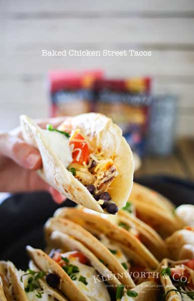 Baked Chicken Street Tacos are an easy family dinner idea. Quick to make using rotisserie chicken smothered in homemade crema & baked in the iron skillet. Seriously SO GOOD we made them twice in one weekend!