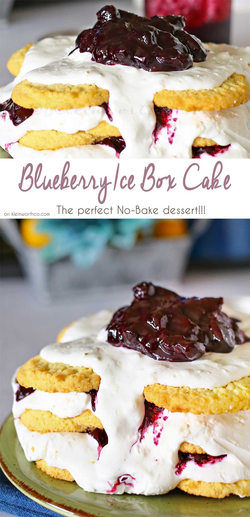 Blueberry Ice Box Cake is a simple no-bake dessert idea that everyone loves. Cookies, whipped cream & homemade blueberry pie filling are a perfect combo that you can't pass up! Definitely the perfect warm weather treat!