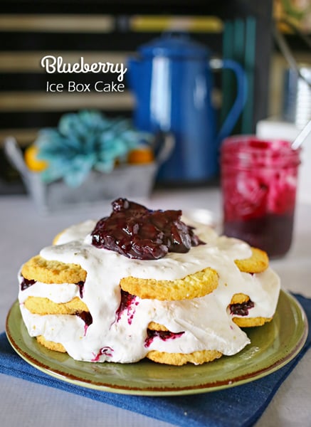 Blueberry Ice Box Cake is a simple no-bake dessert idea that everyone loves. Cookies, whipped cream & homemade blueberry pie filling are a perfect combo that you can't pass up! Definitely the perfect warm weather treat!