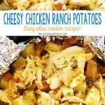 Cheesy Chicken Ranch Potatoes are a simple slow cooker side dish recipe that's so delicious. Just another easy family dinner idea that's ready in just 4 hours. OMG- these are SO GOOD! LOVE that this recipe is family size!