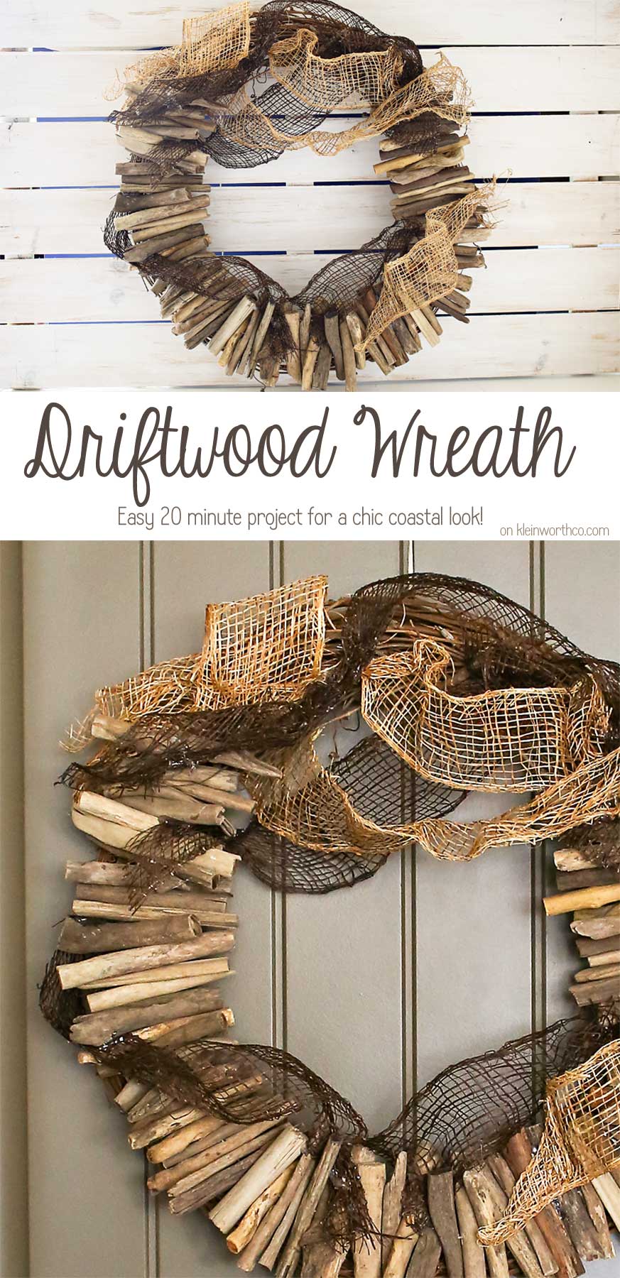 A simple Driftwood Wreath is a great way to bring a little coastal decor into your home. My quick tutorial shows you how you can easily make your own. Just 4 products & 20 minutes is all it takes.