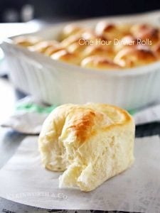 One Hour Dinner Rolls are made with this easy yeast rolls recipe. Buttery, soft, fluffy dinner rolls are undeniably delicious & literally take just 60 minutes to make! My favorite roll recipe ever! The perfect recipe for holidays & gatherings.