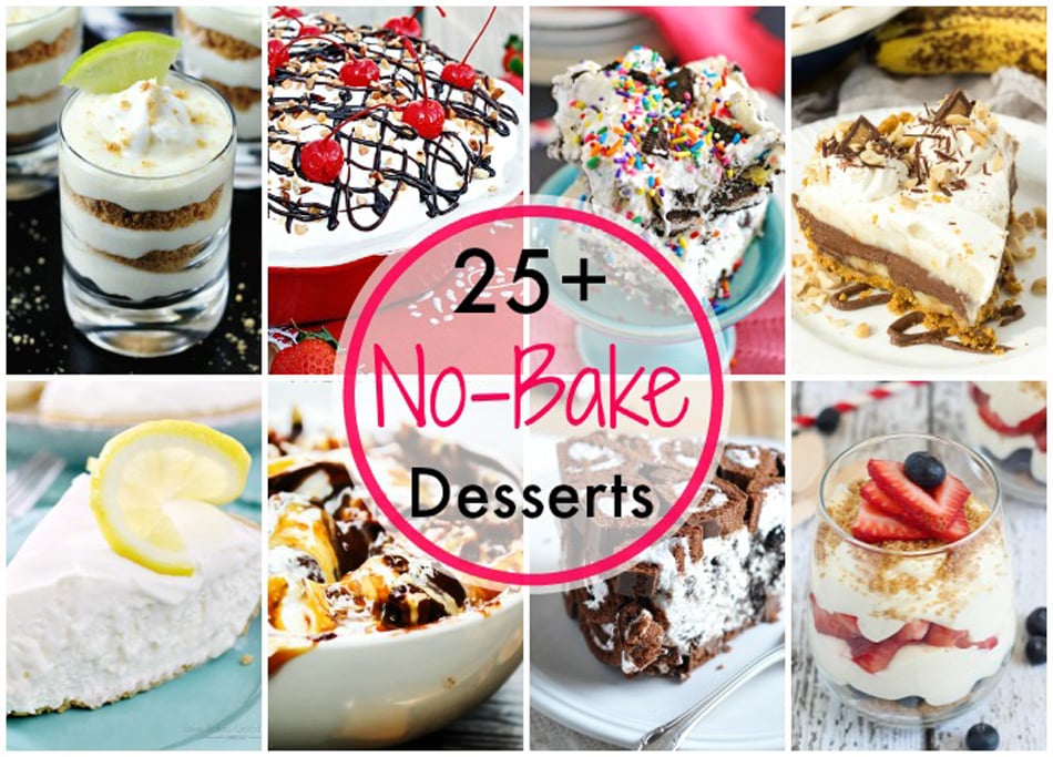 25 No Bake Desserts are just what you need for all your summer celebrations, backyard BBQ's & more. Cheesecake, cookies, dips & pies- it's all here to delight!