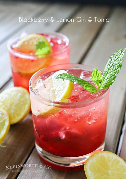 Blackberry Lemon Gin & Tonic is one of our favorite mixed drinks. It's one of those perfect cocktails for a hot summer day. Blackberries, lemon & gin is a delicious combination! Serve it at all your parties & backyard BBQ's.