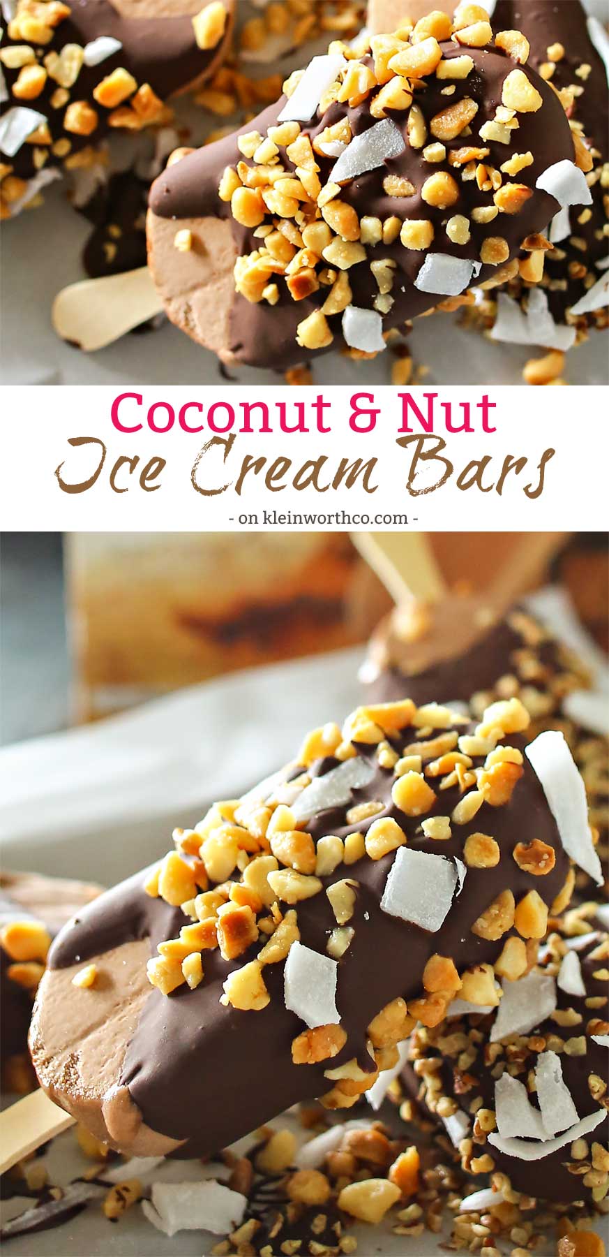 Coconut Nut Ice Cream Bars are the perfect little cool down on a hot summer day. Just a handful of ingredients & a few minutes is all you need. Chocolate ice cream coated with a thick layer of milk chocolate & coated with coconut & macadamia nuts is just heaven.
