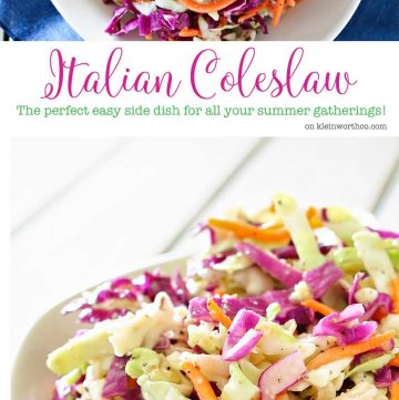 Italian Coleslaw is a twist on the classic backyard bbq side dish. Zesty & flavorful, this coleslaw recipe is sure to be a favorite all summer long.