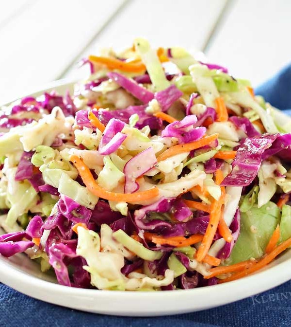 Italian Coleslaw is a twist on the classic backyard bbq side dish. Zesty & flavorful, this coleslaw recipe is sure to be a favorite all summer long.