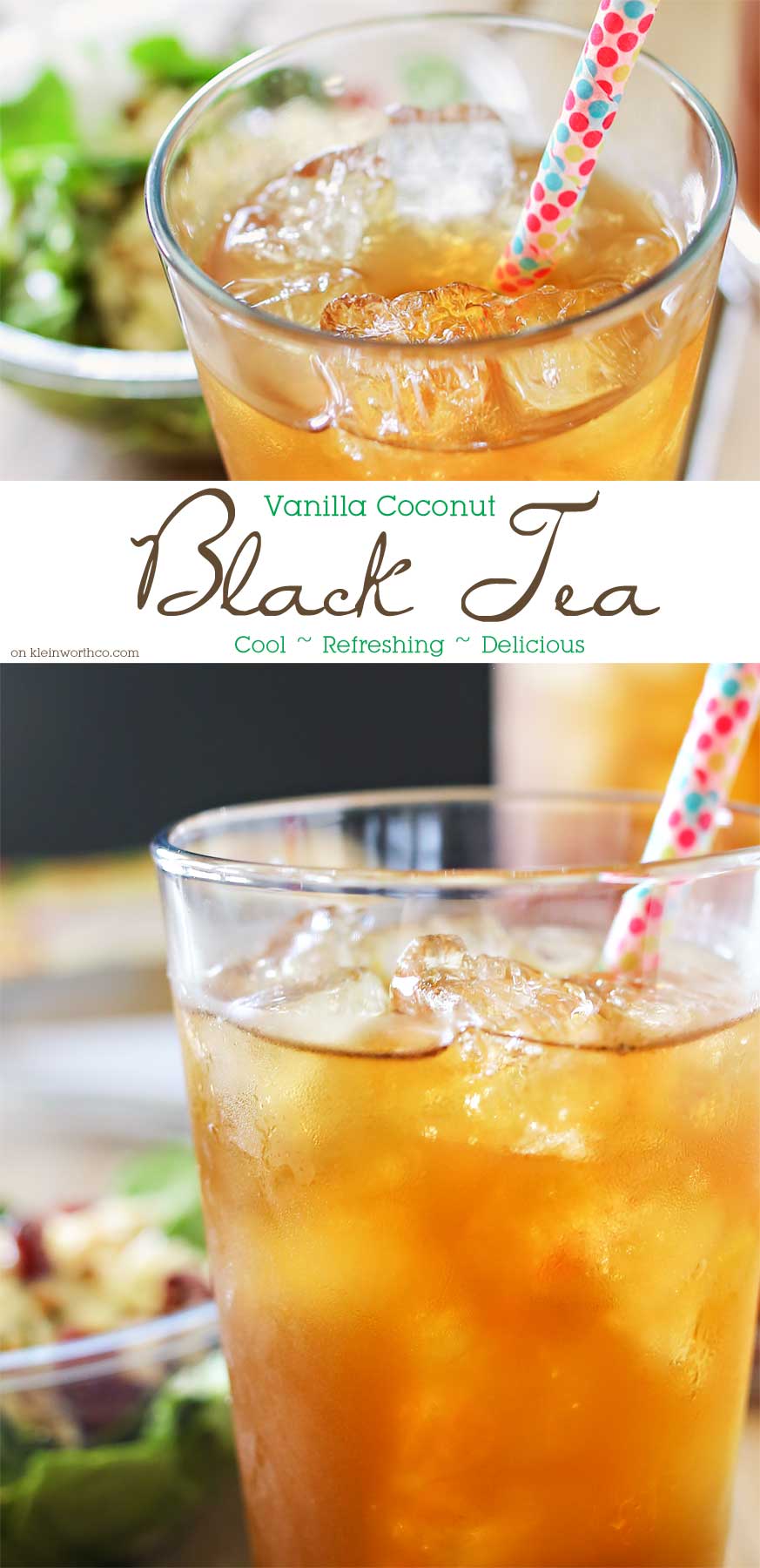 Vanilla Coconut Black Tea is the perfect refreshing beverage to pair with your lunch or dinner. One of my favorite ice tea recipes that's so easy to make. Oh how I love homebrewed iced tea.