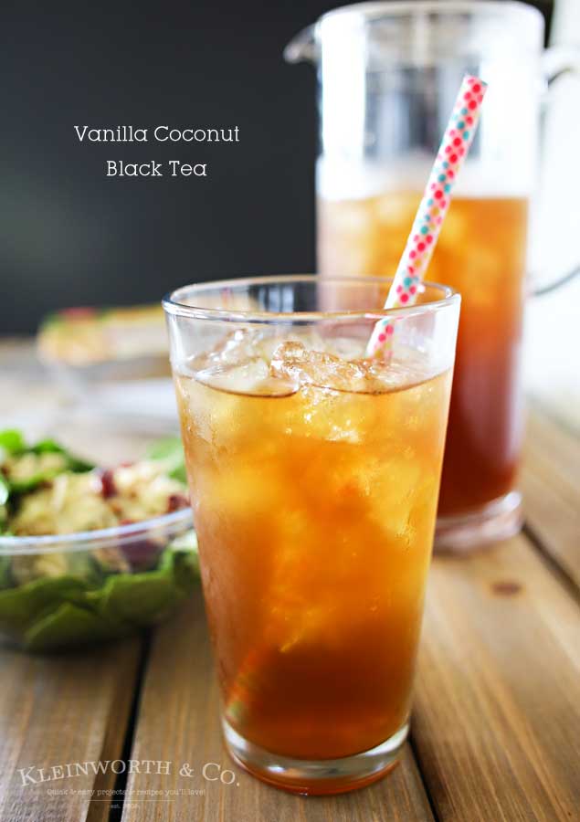 Vanilla Coconut Black Tea is the perfect refreshing beverage to pair with your lunch or dinner. One of my favorite ice tea recipes that's so easy to make. Oh how I love homebrewed iced tea.