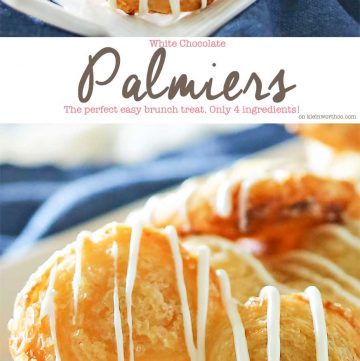 White Chocolate Palmiers are a simple cookie made with puff pastry. Ready in as little as 30 minutes, they make a great addition to summer brunch.