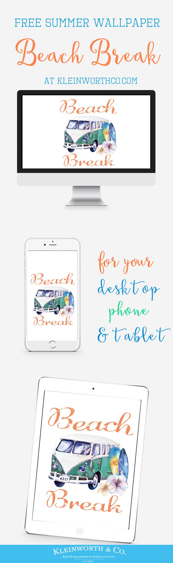 Beach Break Digital Wallpaper is a great way to bring summer to your digital devices. FREE download for desktop backgrounds, phone wallpapers & tablets too.