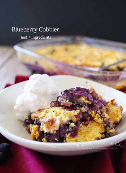 Blueberry Cobbler is one of my favorite blueberry desserts. It certainly tops the list for delicious 3 ingredient recipes that everyone loves. This cobbler recipe is super easy too.