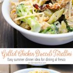 Grilled chicken, broccoli & tortellini in a creamy garlic cheese sauce makes this Grilled Chicken Broccoli Tortellini a delicious easy family dinner idea.