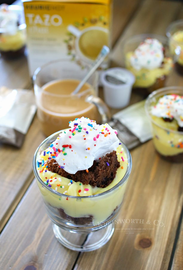 These Mini Crash Cakes & Chai Tea are the perfect treat for the evening. Just a few ingredients & you have a simple summer dessert everyone loves. What better way to use leftover cake or cupcakes that didn't turn out quite right!