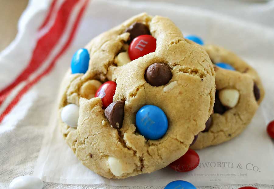 Looking for the best chocolate chip cookies? Look no further. These Patriotic Chocolate Chip Cookies are no-chill & one of the best cookie recipes ever!