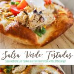 Salsa Verde Tostadas are a simple chicken dinner made mostly in the slow cooker. If you love easy crock pot meals- this one is for you! Just simmer & serve.