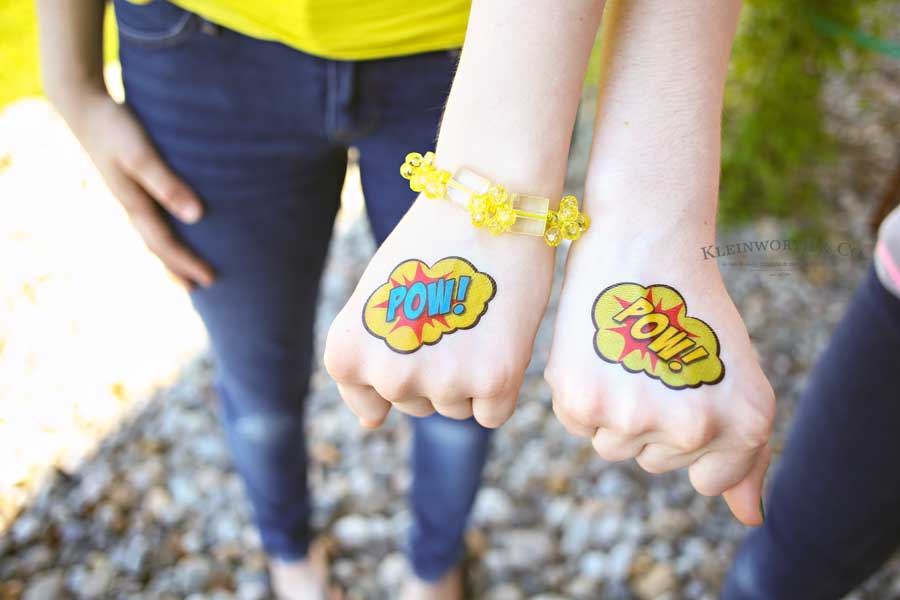 Superhero Sandwich is a fun meal for kids with these FREE printable sandwich toppers & matching temporary tattoos. Make your kid's summer adventurous!