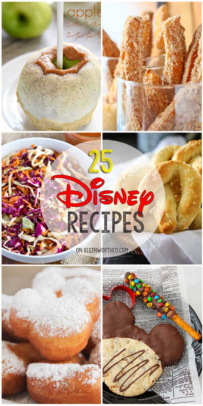 25 Disney Inspired Recipes from all your favorite places in the park. YUMMMM!