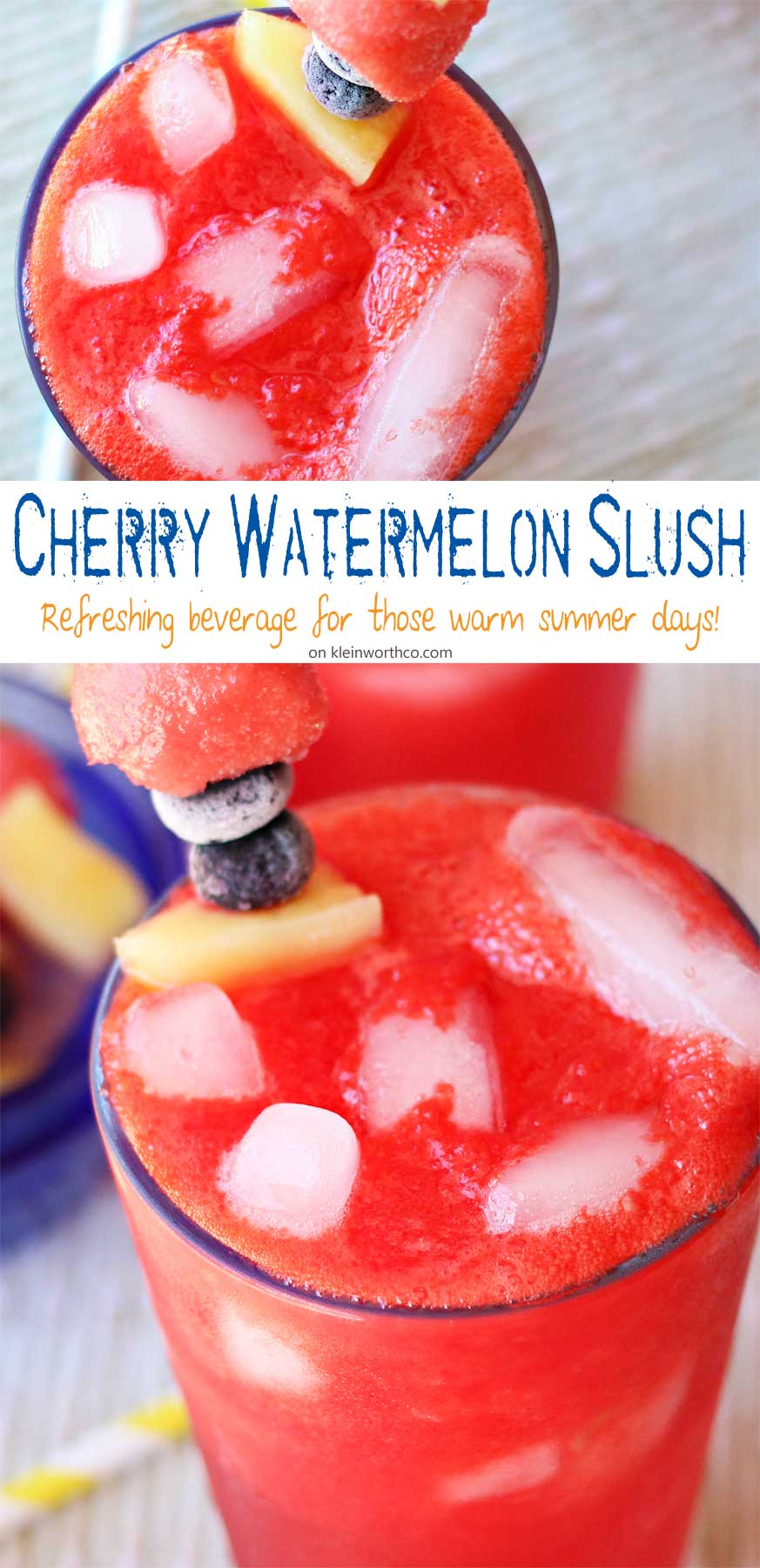 Cherry Watermelon Slush is a refreshing watermelon drink recipe that will keep you cool all summer. It's our family's favorite summer slushie recipe. YUM!