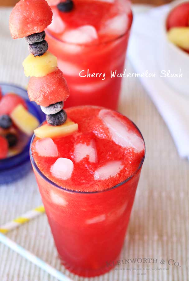 Cherry Watermelon Slush is a refreshing watermelon drink recipe that will keep you cool all summer. It's our family's favorite summer slushie recipe. YUM!