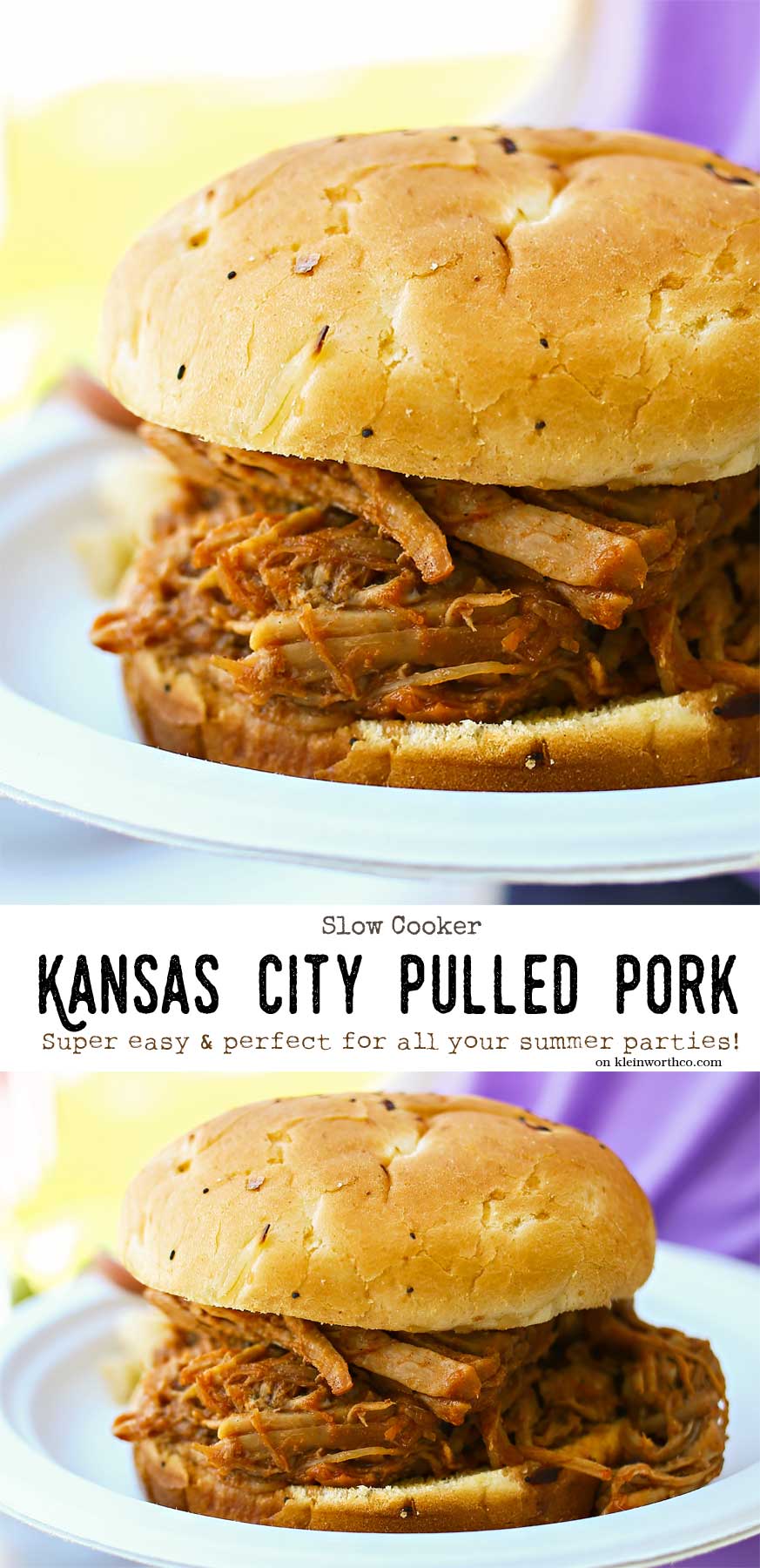 Kansas City Pulled Pork is almost effortless because it's made in the slow cooker. YUM-O!