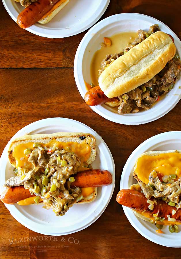 Combining grilled hot dogs & the best philly cheesesteak recipe is over the top amazing!