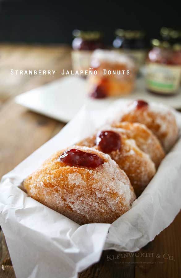 Easy Strawberry Jalapeño Donuts are simple & easy to make with just a few ingredients. These homemade jelly donuts are the perfect way to kick up your breakfast.