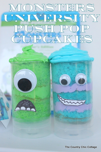 monsters university push pop cupcakes