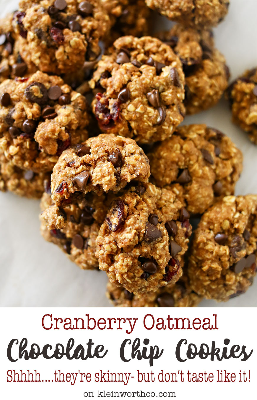 Skinny Cranberry Oatmeal Chocolate Chip Cookies