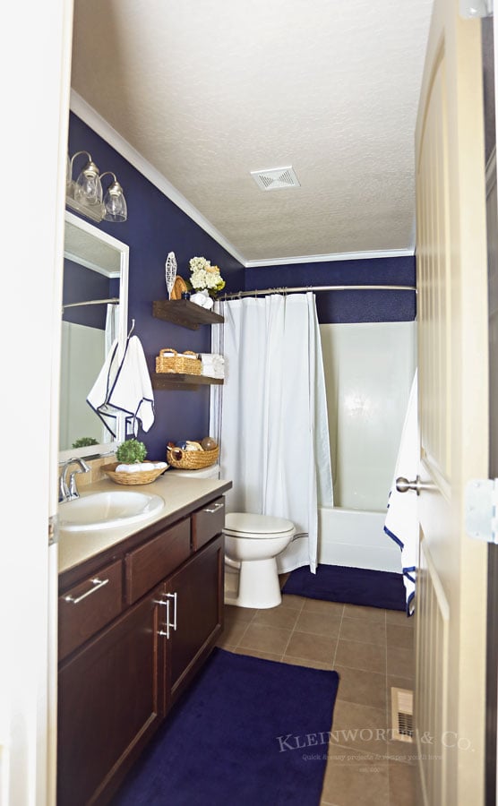 Nautical Navy & White Bathroom Makeover