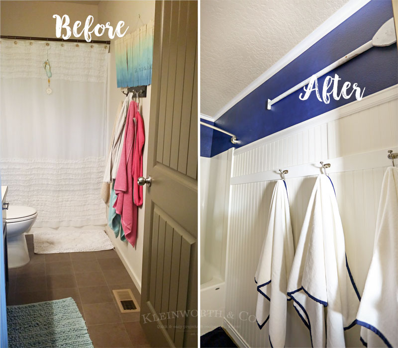 Nautical Navy & White Bathroom Makeover