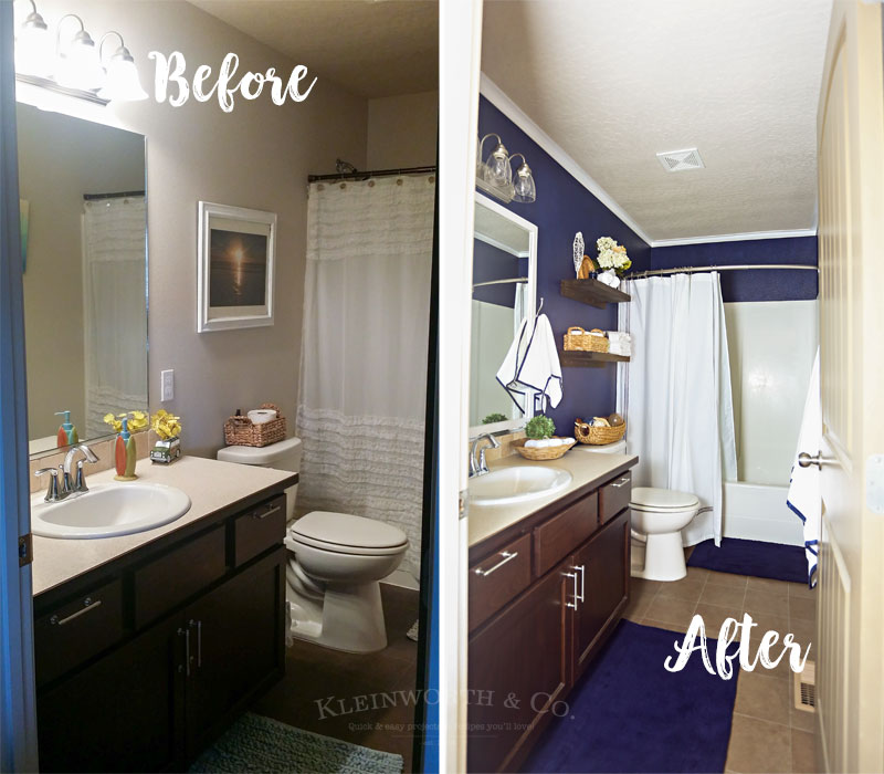 Nautical Navy & White Bathroom Makeover