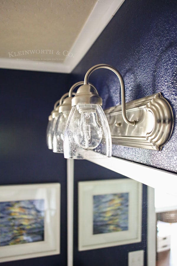 Nautical Navy & White Bathroom Makeover