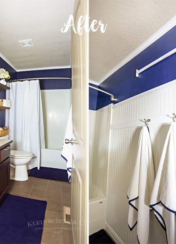 Nautical Navy & White Bathroom Makeover