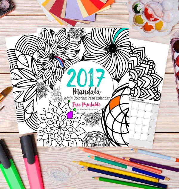 2017 Mandala Adult Coloring Page Calendar Free Printable