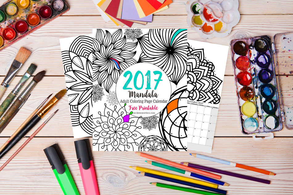 2017 Mandala Adult Coloring Page Calendar Free Printable