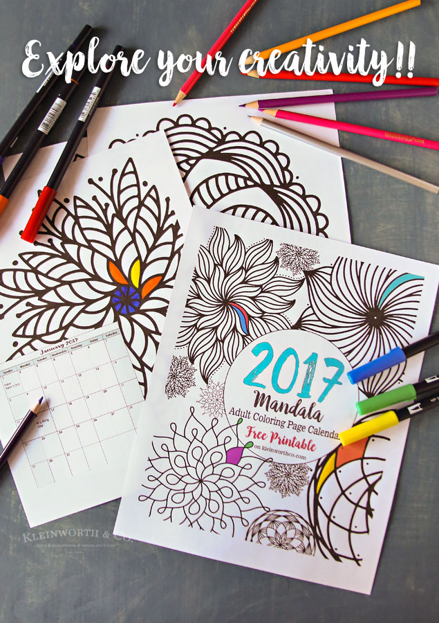 2017 Mandala Adult Coloring Page Calendar Free Printable