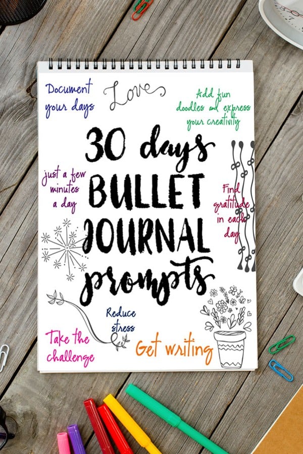 30 Days Bullet Journal Prompts Free Printable