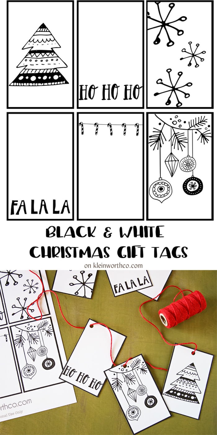 Printable Black and White Christmas Name Tags