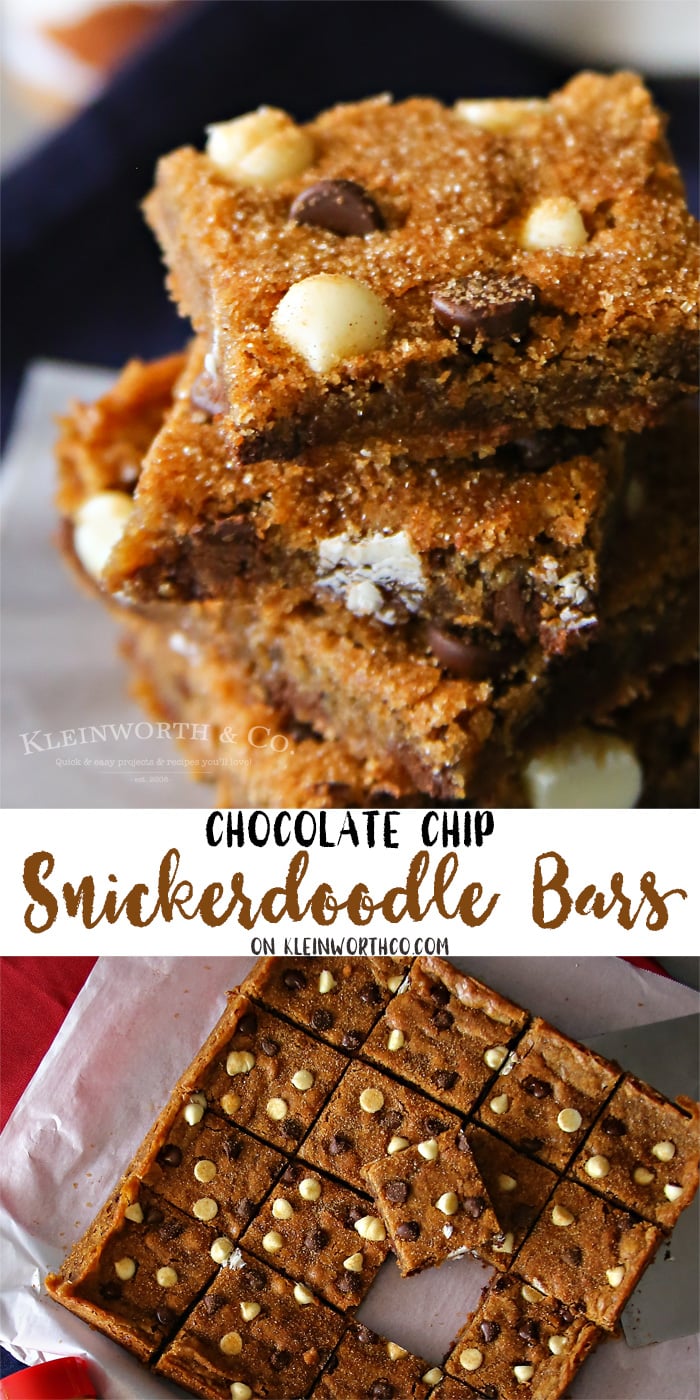 Chocolate Chip Snickerdoodle Bars
