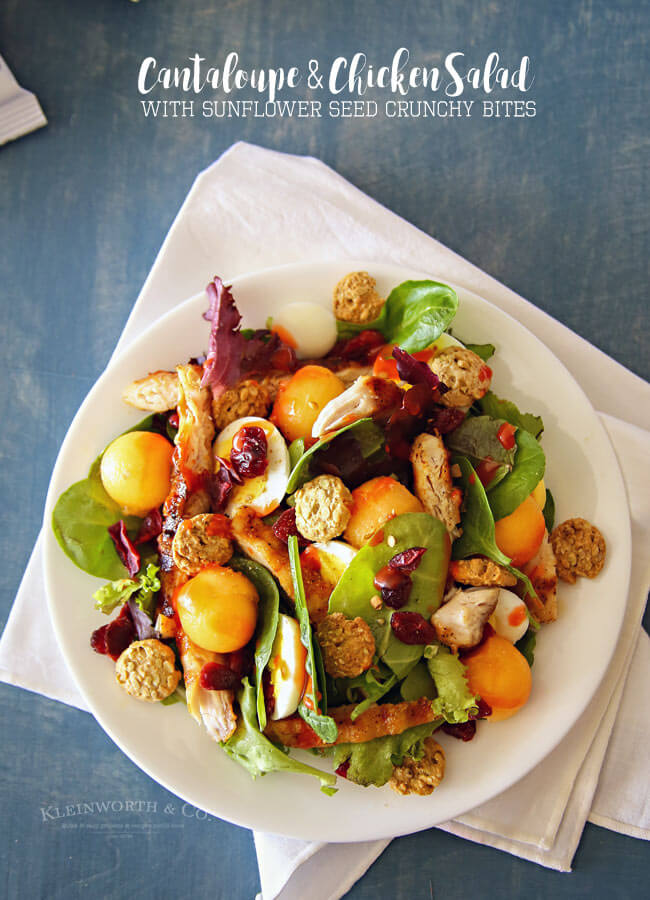 Cantaloupe & Chicken Salad w/ Sunflower Seed Crunchy Bites